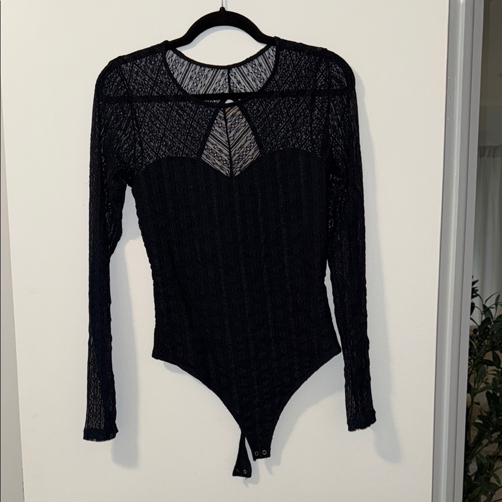 Abercrombie & Fitch Black Fitted Ribbed Bodysuit